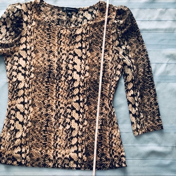 INC Snakeskin Animal Print Mesh Blouse. 3/4 sleeve  stretchy pullover top 12P - Picture 4 of 9